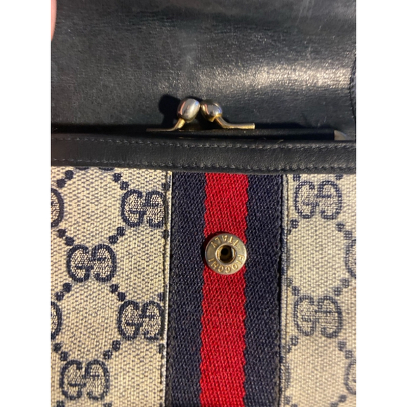 GUCCI Vintage Ophidia Kiss lock Monogram Leather Wallet! - Picture 11 of 12